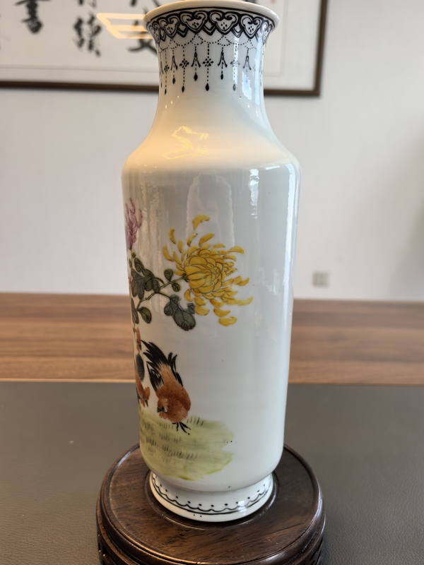 古玩陶瓷民國細(xì)路粉彩大吉圖瓶拍賣，當(dāng)前價(jià)格2180元