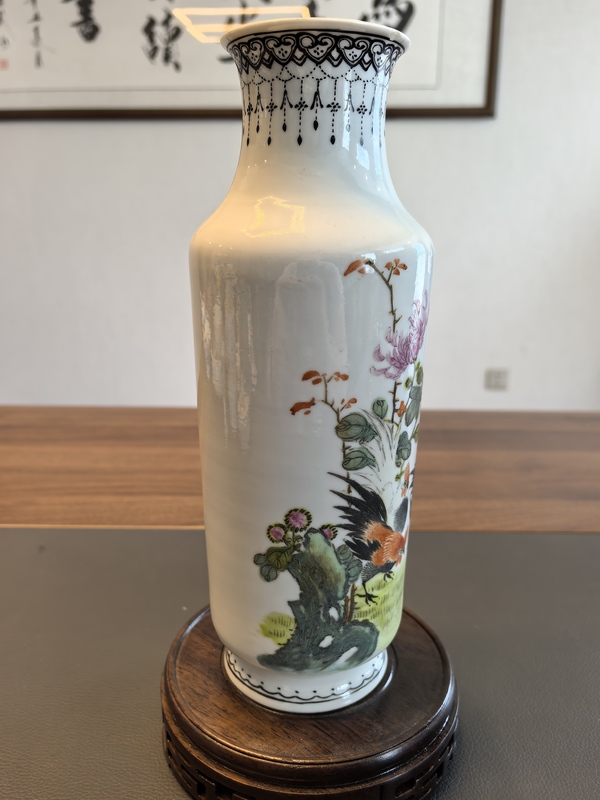 古玩陶瓷民國細(xì)路粉彩大吉圖瓶拍賣，當(dāng)前價(jià)格2180元