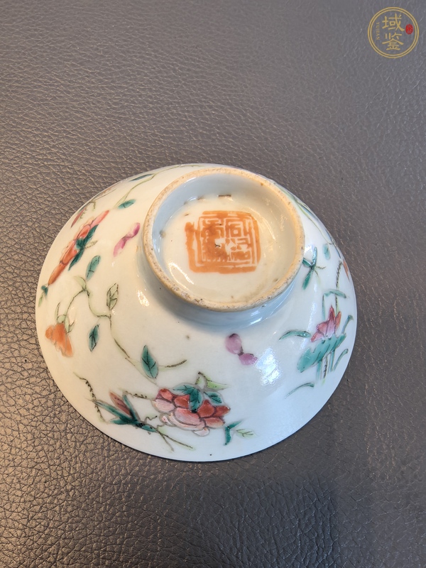 古玩陶瓷同治粉彩飛黃騰達斗笠蓋碗真品鑒賞圖
