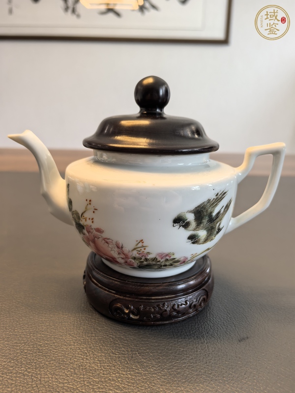 古玩陶瓷民國細路粉彩花鳥壺真品鑒賞圖