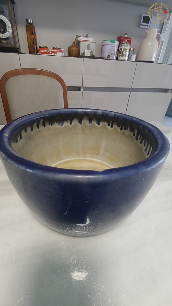 古玩祭藍釉缸真品鑒賞圖