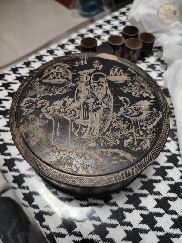 古玩雜項賀壽圖硯真品鑒賞圖