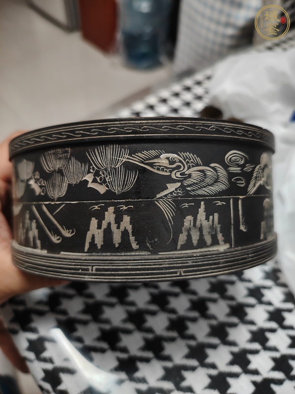古玩雜項賀壽圖硯真品鑒賞圖