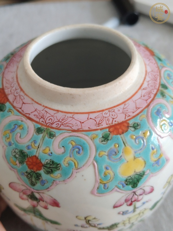 古玩陶瓷粉彩花卉紋罐真品鑒賞圖
