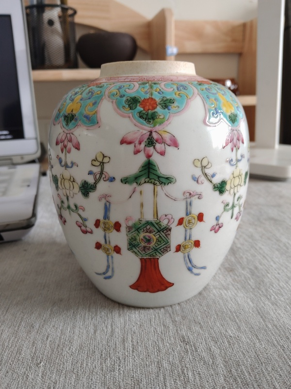 古玩轉賣粉彩花卉紋罐拍賣，當前價格568元