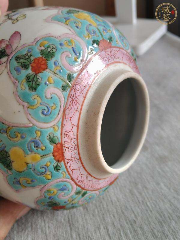 古玩陶瓷粉彩花卉紋罐真品鑒賞圖
