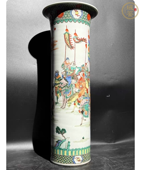 古玩陶瓷刀馬人五彩花觚真品鑒賞圖
