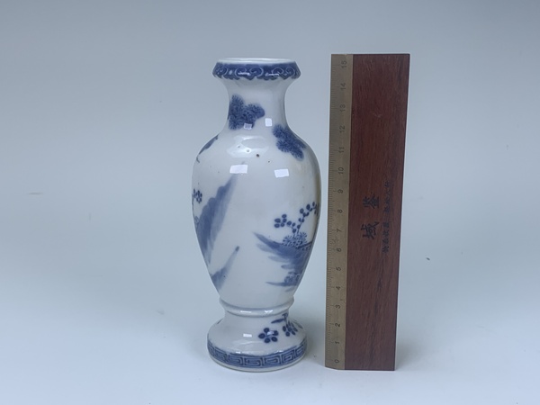 古玩陶瓷清晚期·青花福祿壽三星人物紋觀音瓶拍賣，當前價格498元