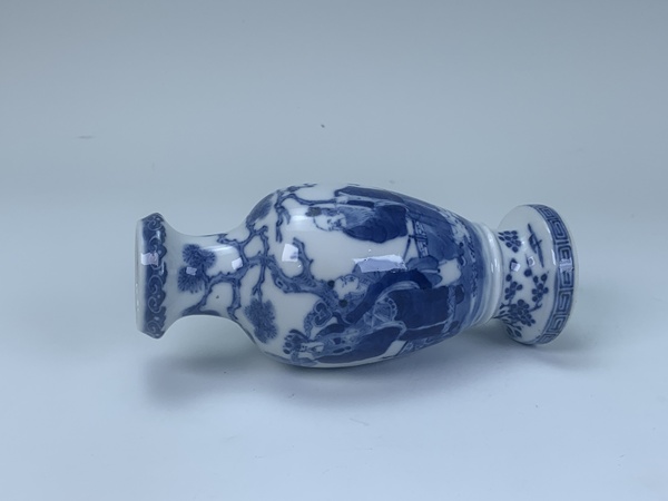 古玩陶瓷清晚期·青花福祿壽三星人物紋觀音瓶拍賣，當前價格498元