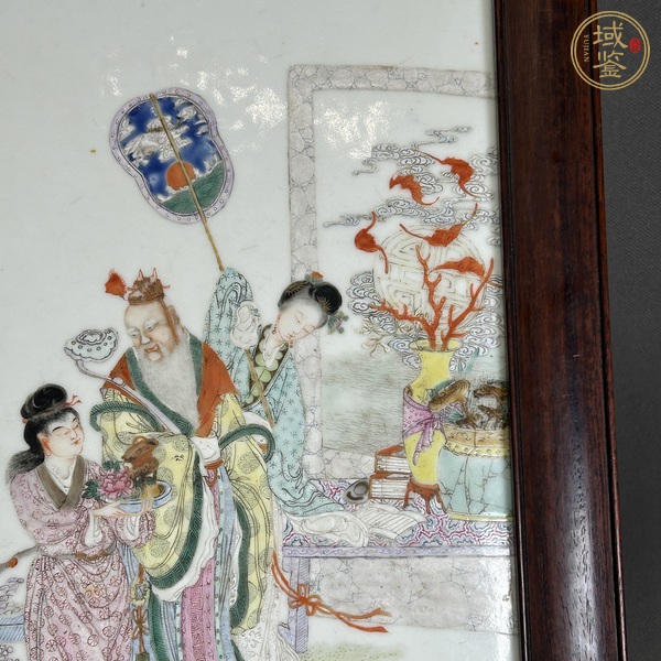 古玩陶瓷粉彩拜壽圖瓷板真品鑒賞圖