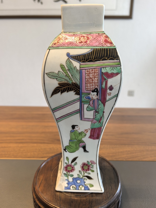古玩陶瓷民國仿雍正粉彩西廂記暗春宮人物故事紋四方瓶拍賣，當前價格2680元