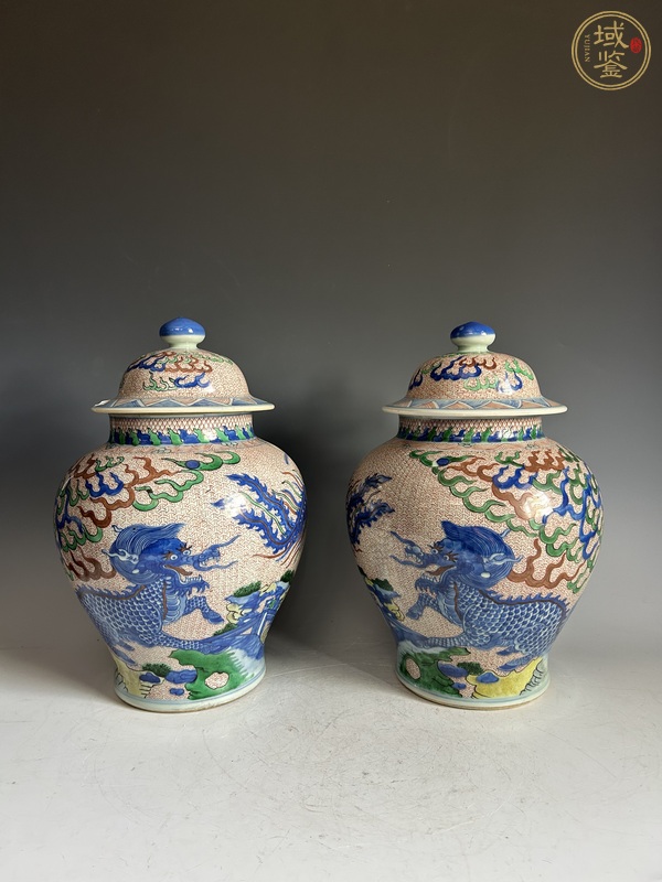 古玩陶瓷清·康熙錦地麒麟斗鳳將軍罐真品鑒賞圖