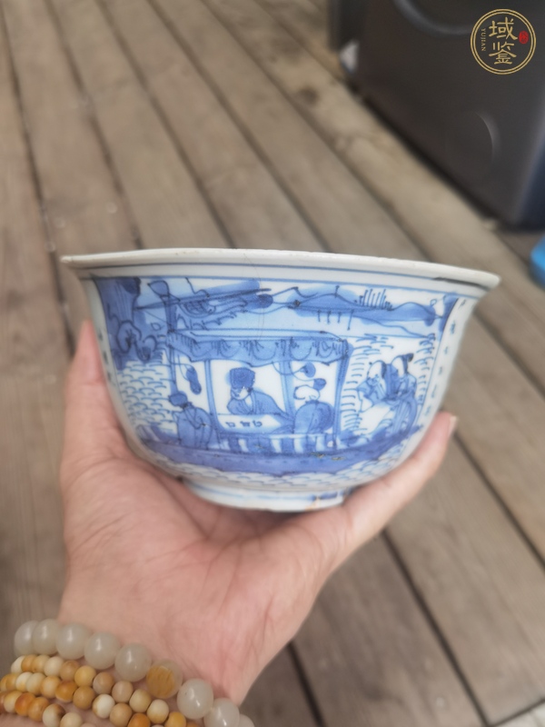 古玩陶瓷赤壁賦青花碗真品鑒賞圖