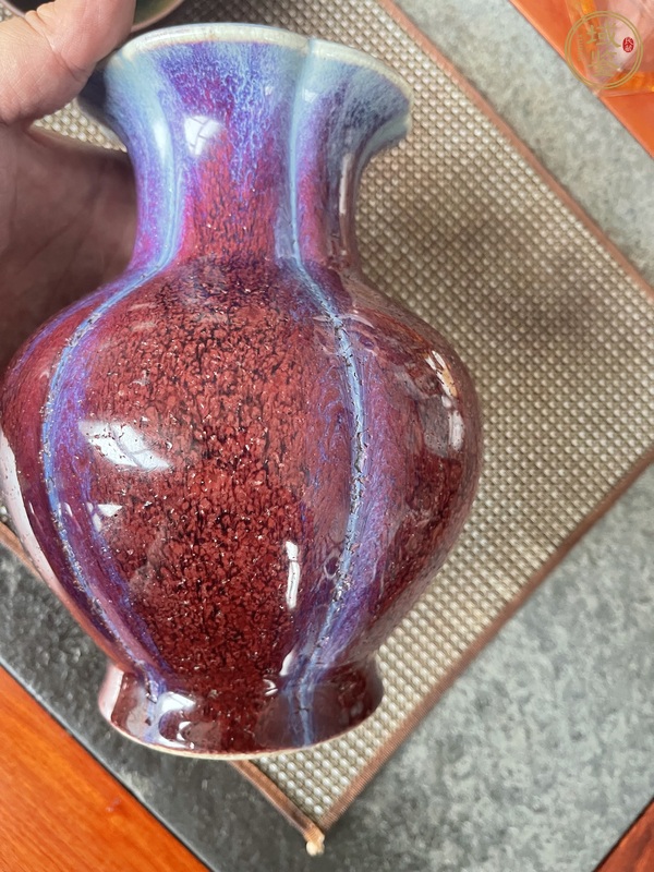 古玩陶瓷清道光 鈞紅釉石榴尊真品鑒賞圖