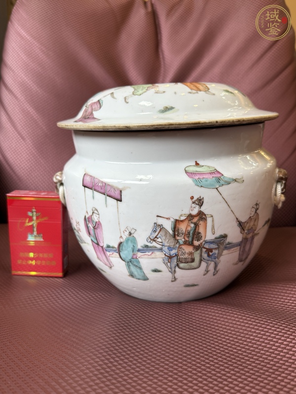 古玩陶瓷粉彩富貴壽考紋粥罐真品鑒賞圖