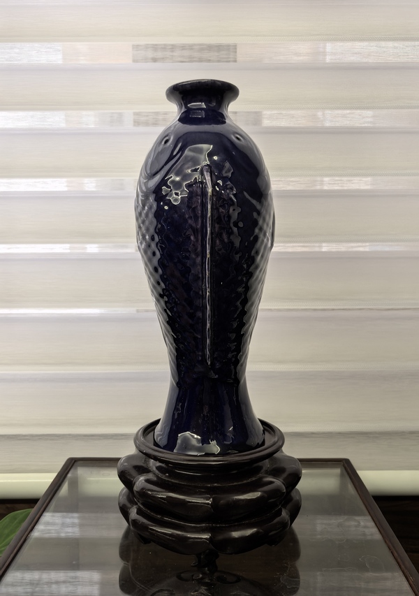 古玩陶瓷乾隆茄皮紫釉雙魚(yú)瓶拍賣(mài),當(dāng)前價(jià)格28888元