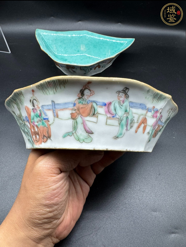 古玩陶瓷西廂記粉彩角碗真品鑒賞圖