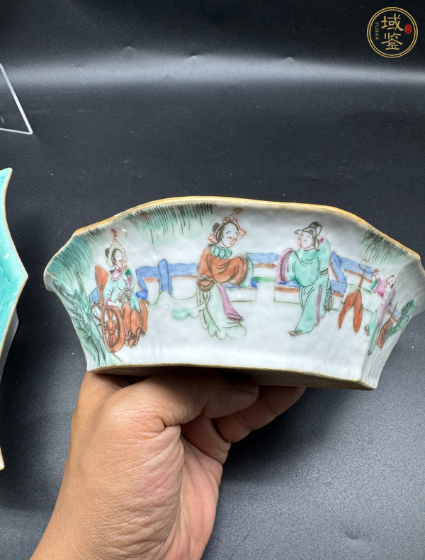 古玩陶瓷西廂記粉彩角碗真品鑒賞圖