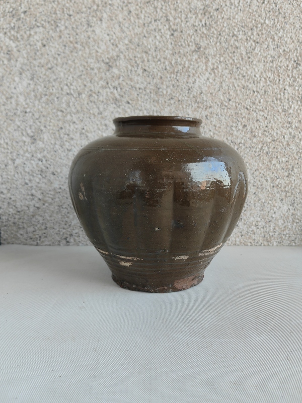 古玩陶瓷茶葉末釉瓜楞罐拍賣，當前價格580元