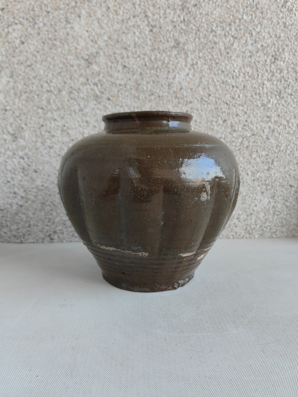 古玩陶瓷茶葉末釉瓜楞罐拍賣，當前價格580元