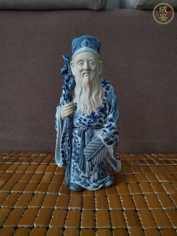 古玩青花老者造像真品鑒賞圖