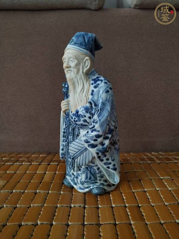 古玩陶瓷青花老者造像真品鑒賞圖