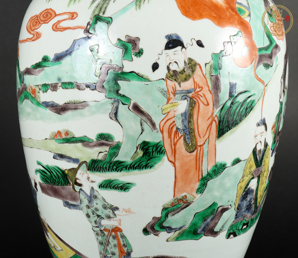 古玩陶瓷人物紋五彩瓶真品鑒賞圖