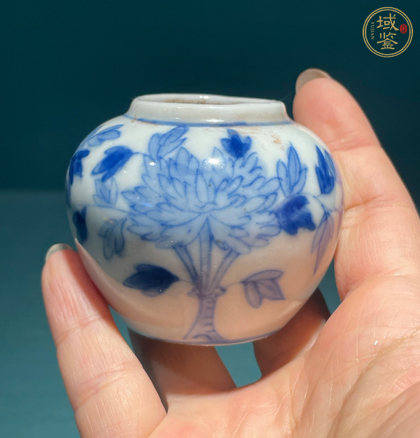 古玩陶瓷青花花卉紋水盂真品鑒賞圖