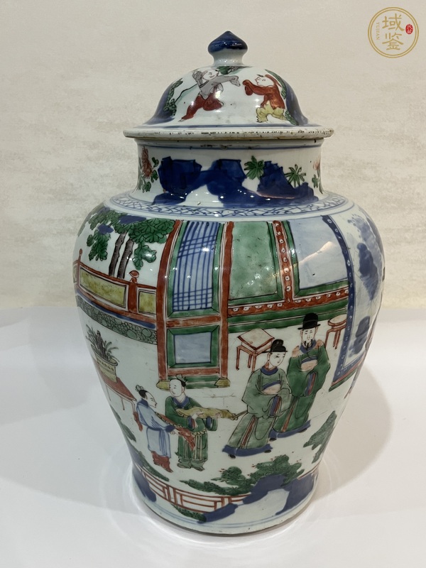 古玩青花五彩人物紋將軍罐真品鑒賞圖