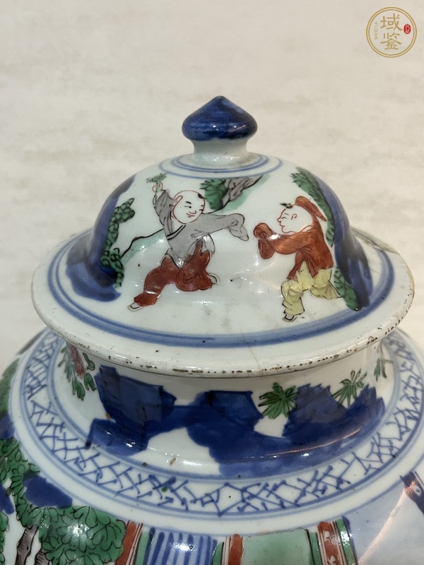 古玩陶瓷青花五彩人物紋將軍罐真品鑒賞圖