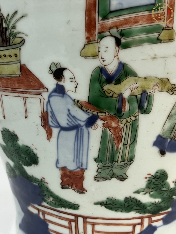 古玩陶瓷青花五彩人物紋將軍罐真品鑒賞圖