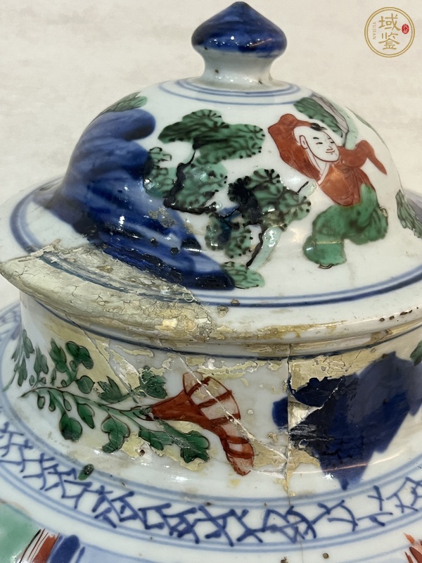 古玩陶瓷青花五彩人物紋將軍罐真品鑒賞圖