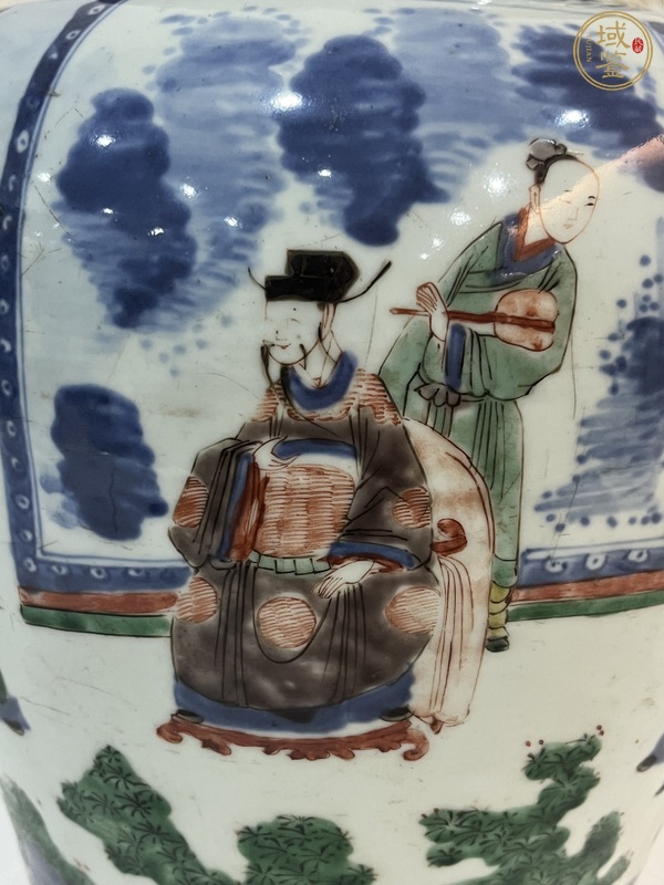 古玩陶瓷青花五彩人物紋將軍罐真品鑒賞圖