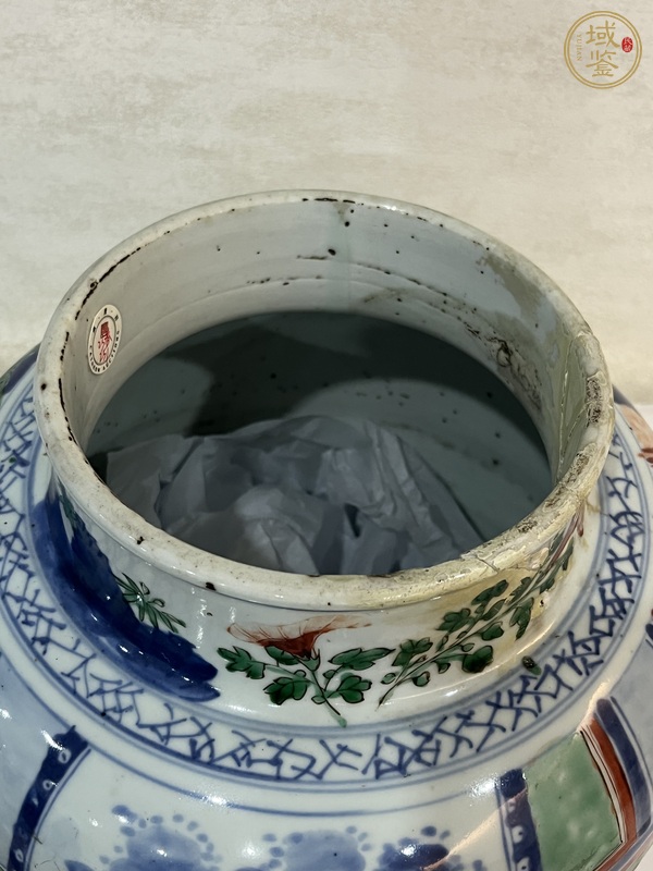 古玩陶瓷青花五彩人物紋將軍罐真品鑒賞圖