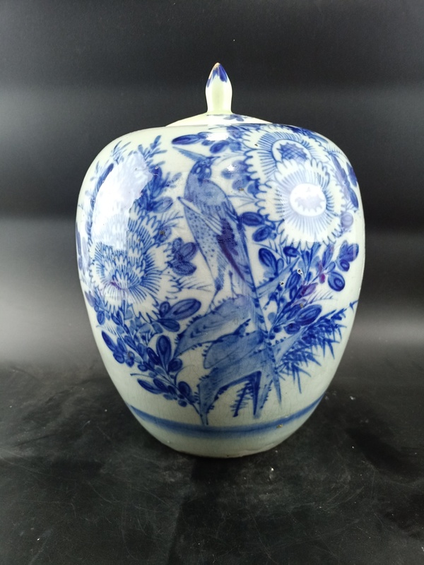 古玩轉賣【清末】青花花鳥紋冬瓜罐【傳世佳品】【細路畫片】【大師級作品,頂級畫工】拍賣,當前價格550元