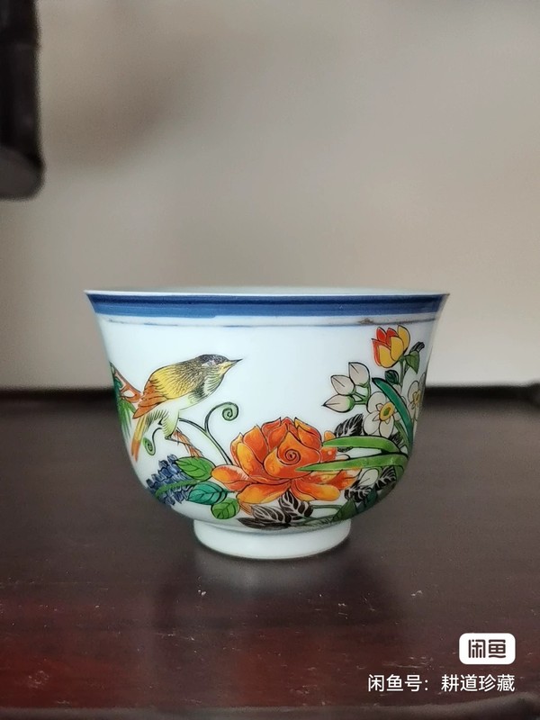 古玩轉(zhuǎn)賣清宣統(tǒng) 余子善繪畫花鳥杯拍賣，當(dāng)前價(jià)格1888元