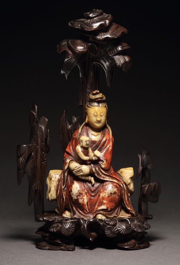 古玩轉(zhuǎn)賣清 壽山石加彩童子觀音像（來自嘉德）拍賣，當前價格3888元