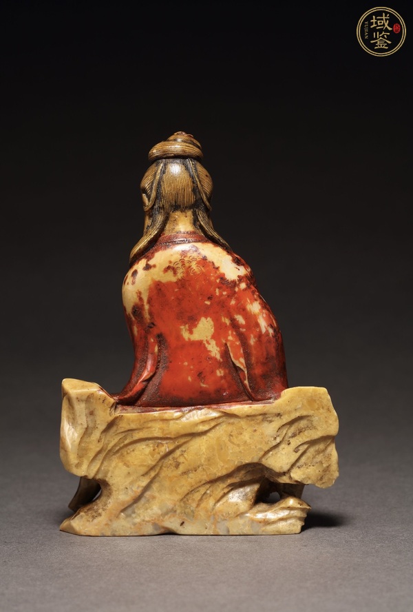 古玩玉器清 壽山石加彩童子觀音像真品鑒賞圖