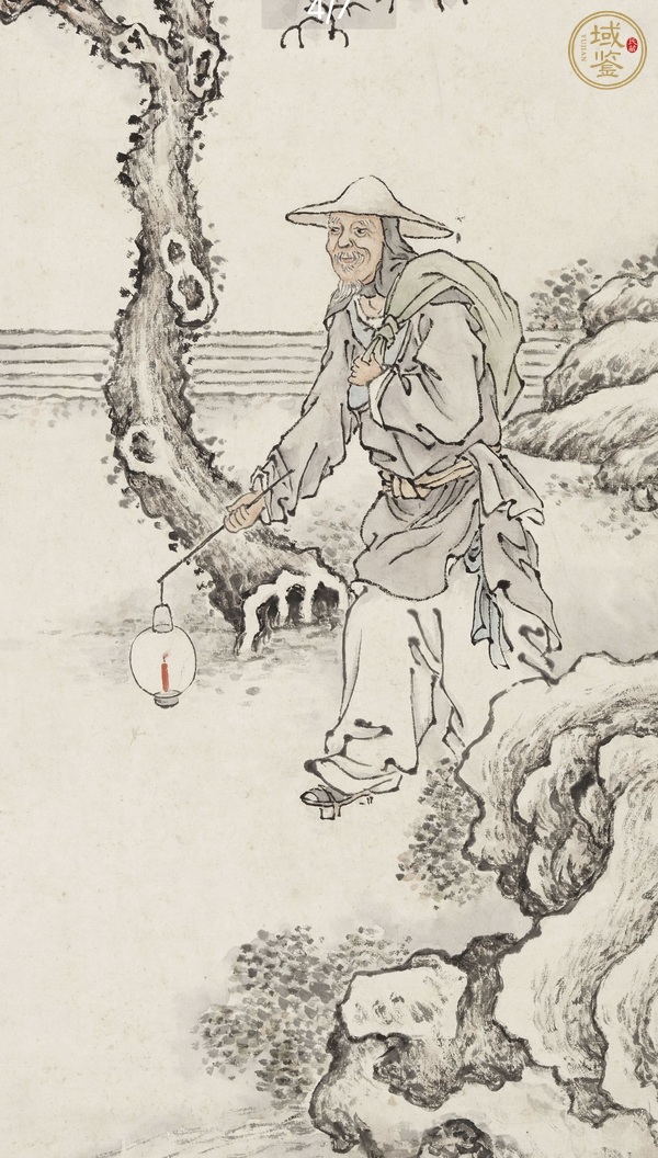 古玩字畫晚清民國 名家錢云鶴真跡《寒宵吠犬圖》真品鑒賞圖
