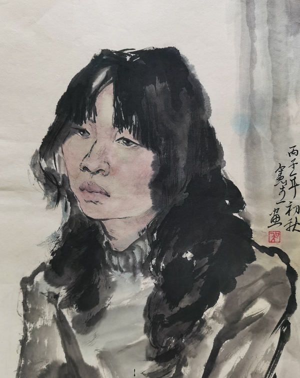 古玩字畫中國畫畫家中國美術學院教授吳憲生水墨寫生人物頭像拍賣,當前價格2000元