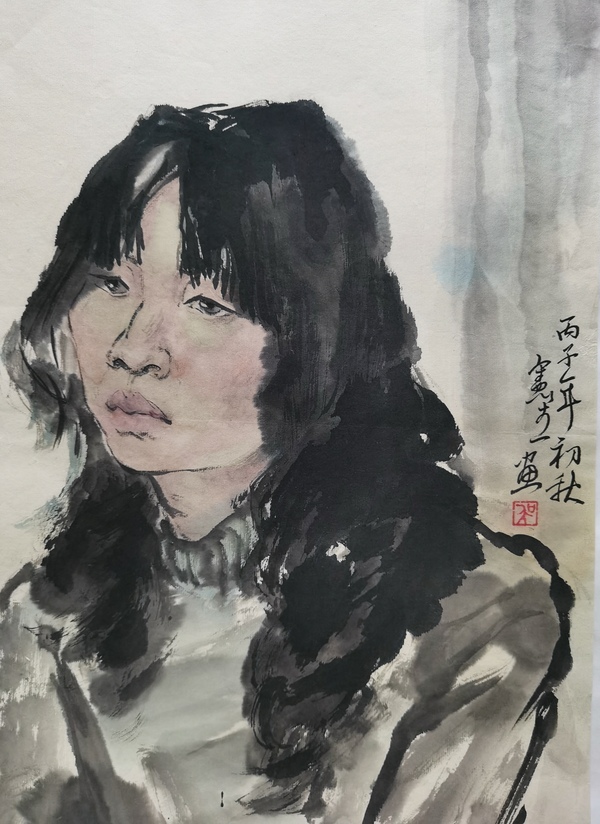 古玩字畫中國畫畫家中國美術學院教授吳憲生水墨寫生人物頭像拍賣，當前價格2000元