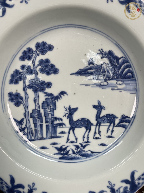 古玩陶瓷清康雍 極品青花雙鹿圖八方盤真品鑒賞圖