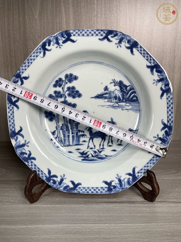 古玩陶瓷清康雍 極品青花雙鹿圖八方盤真品鑒賞圖