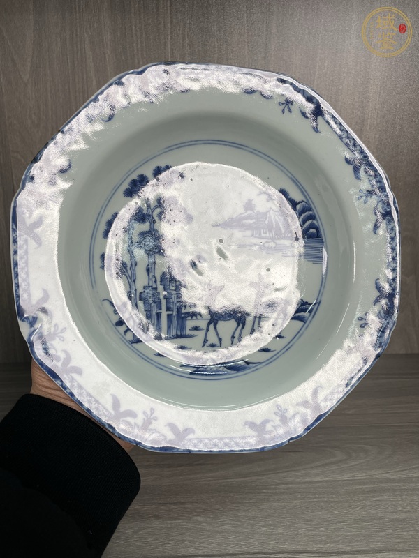 古玩陶瓷清康雍 極品青花雙鹿圖八方盤真品鑒賞圖