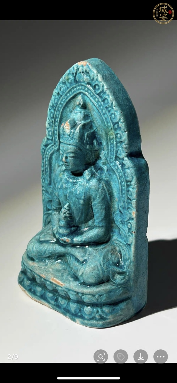 古玩陶瓷孔雀藍(lán)釉擦擦佛塑像真品鑒賞圖