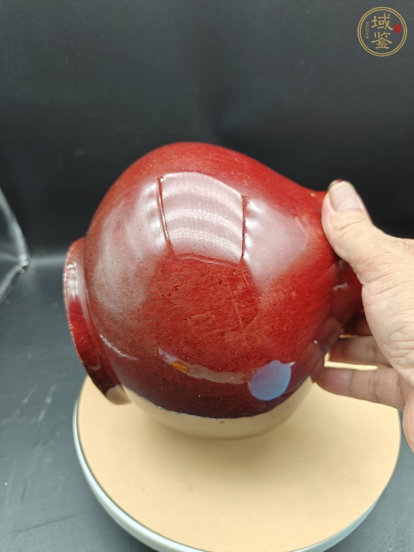 古玩陶瓷紅釉罐真品鑒賞圖