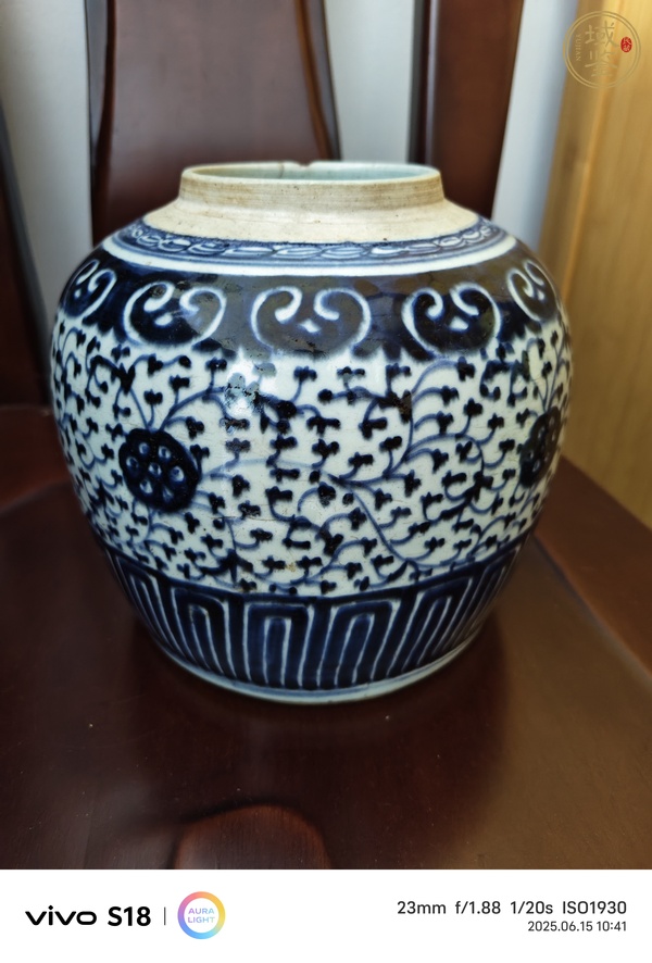 古玩陶瓷花卉紋青花罐真品鑒賞圖