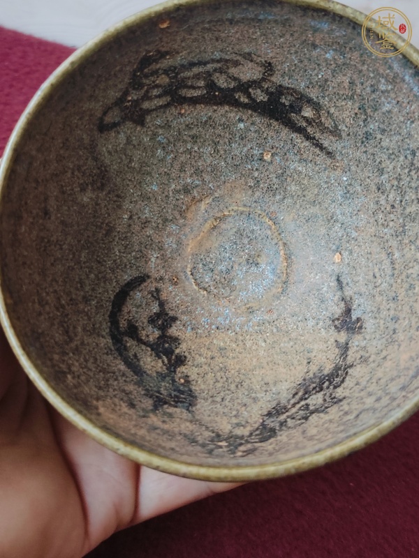 古玩陶瓷吉州窯貼花茶盞真品鑒賞圖