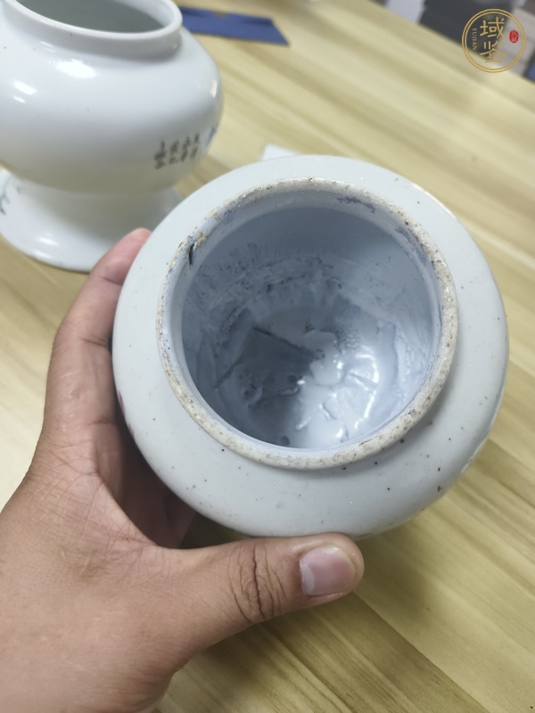 古玩陶瓷淺絳彩花鳥紋罐真品鑒賞圖