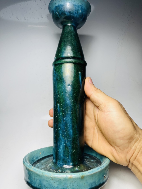 古玩陶瓷（清末民初）窯變綠釉燭臺拍賣，當前價格0元